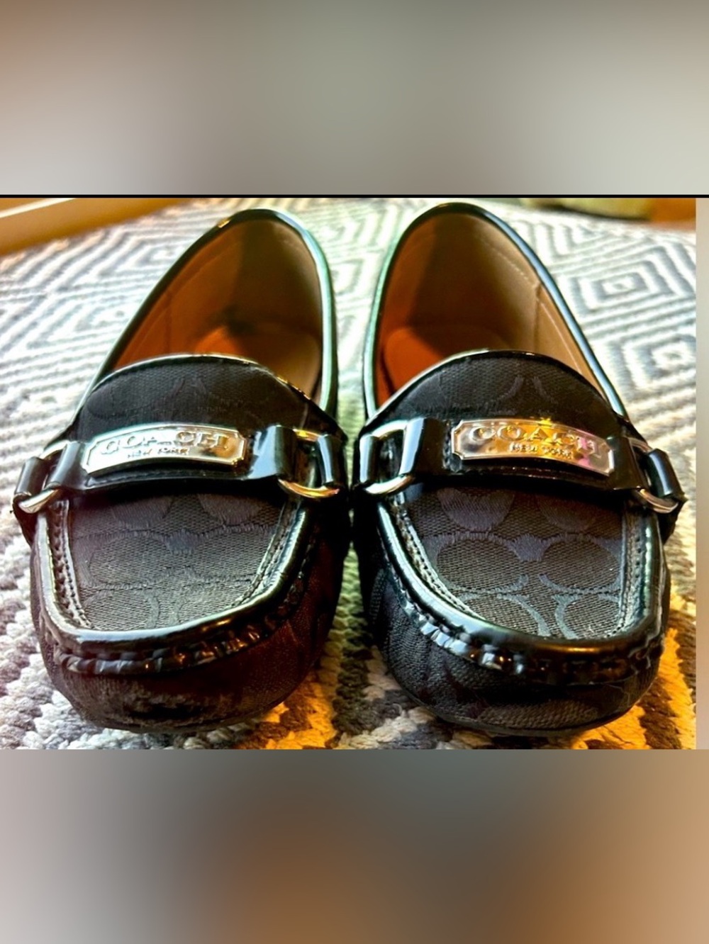 Coach Felisha Women’s Driving Loafers 7 1/2 Black Classic Preppy Timeless Casual